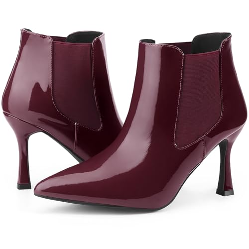 Allegra K Women's Pointed Toe Stiletto Heels Chelsea Ankle Booties