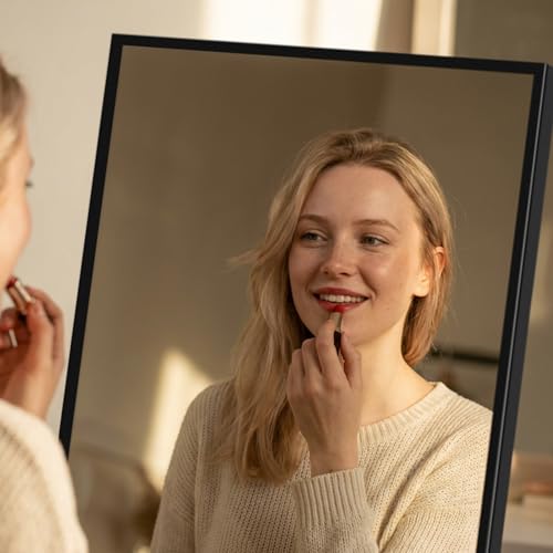 Image of Alpen Mirror Full Length - Over The Door Hanging, 47x14 Inches Hanging Door Mirror Full Body, No Drill Installation, Suitable for Bedroom & Closet, Black
