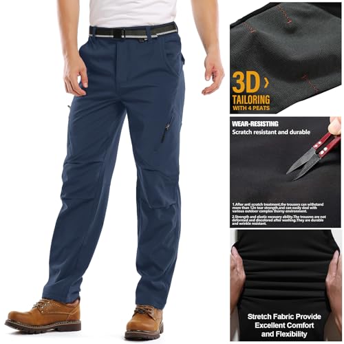 Jessie Kidden Mens Waterproof Hiking Pants, Outdoor Snow Ski Fishing Fleece Lined Insulated Soft Shell Winter Pants3