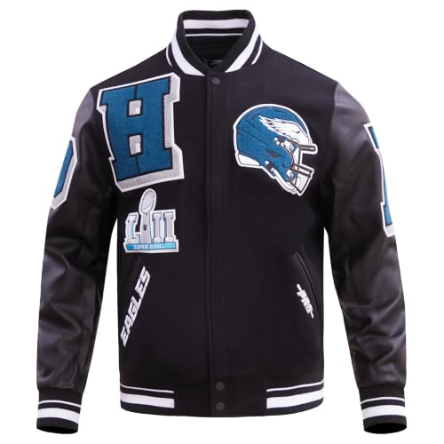 Pro Standard Mens NFL Philadelphia Eagles Mash Up Varsity Jacket Black S