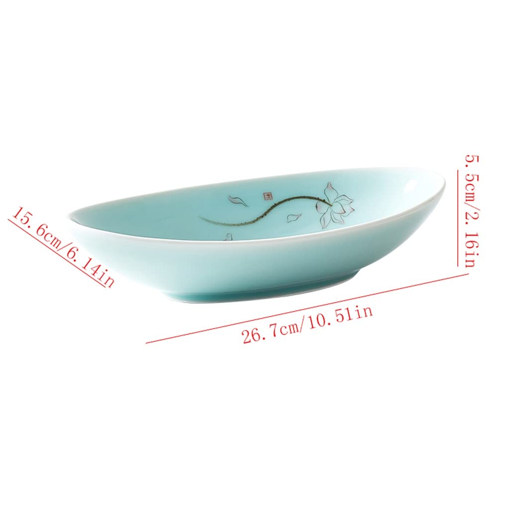 Kuchenne zestawy talerzy obiadowych taca do serwowania owalny talerz rybny domowe gotowanie na parze danie ryb ceramiczne głębokie danie danie naczynie zimne danie talerz do restauracji zastawa stołowa ceramiczne płaskie talerze zestaw (kolor: A, rozmiar