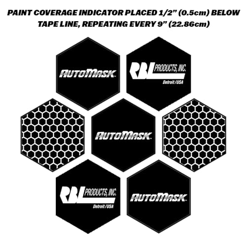 Image of RBL Products AutoMask Paint Masking Film - Lint-Free, Anti-Static, Waterproof & Solvent-Resistant - Pre-Taped for Quick & Accurate Vehicle Masking