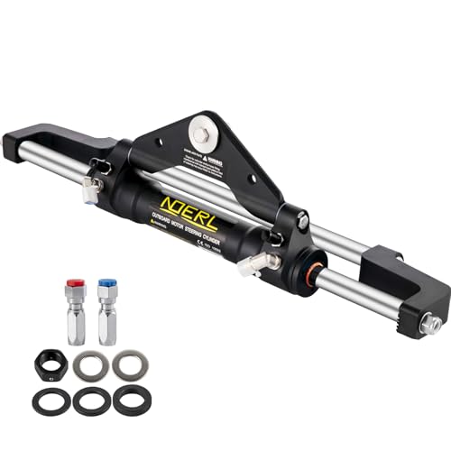 Happybuy Hydraulic Steering Cylinder 300HP, Front Mount Hydraulic Outboard Marine Steering Kit for Boat Steering System, No Hydraulic Hose or Helm Included