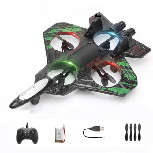 Image of Foam Remote Control RC Planes for Kids, RC Airplane Fighter Jet with Light, 360 Flip Fighter Jet Toys, Stunt Roll, Airplane Toy (Green)