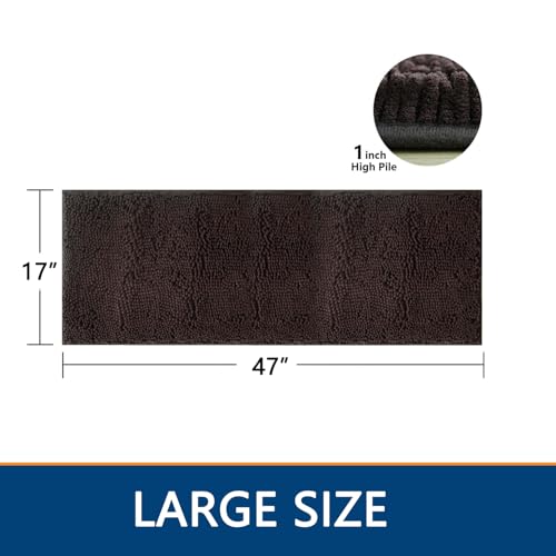 Image of BOANKODU Bathroom Rugs 47x17, Extra Soft Absorbent Chenille Bath Rugs, PVC Backing Quick Dry, Machine Washable Bath Mats for Bathroom Floor, Tub and Shower, Home Decor Accessories, Coffee