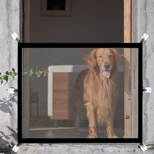Treppengitter Hund, Katzengitter Tür Ohne Bohren, 110x72cm Treppenschutzgitter, Türgitter für Hunde und Katzen, Türschutzgitter Ohne Bohren, Ideal für Küchen, Balkone, Treppenhäuser