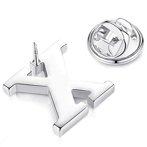 Image of HONEY BEAR Initial Alphabet Letter Lapel Pins Collar Badge Brooches for Mens /Womens Shirt Dress Decoration Silver