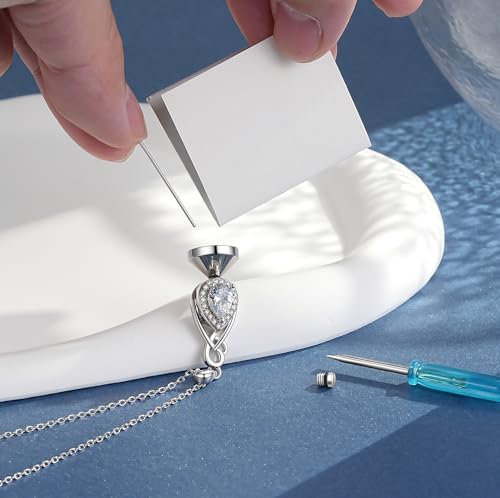 Step Forward 925 Sterling Silver Teardrop Urn Necklaces for Ashes - Cremation Jewelry for Ashes for Women Memorial Keepsake Funeral Necklace for Loved Ones 6