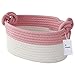 Fieans Panier en Corde de Coton Petit Corbeille de Rangement Pliable Boîte de Rangement Tissé pour Bébé, Jouets, Maquillage, Clés - Rose