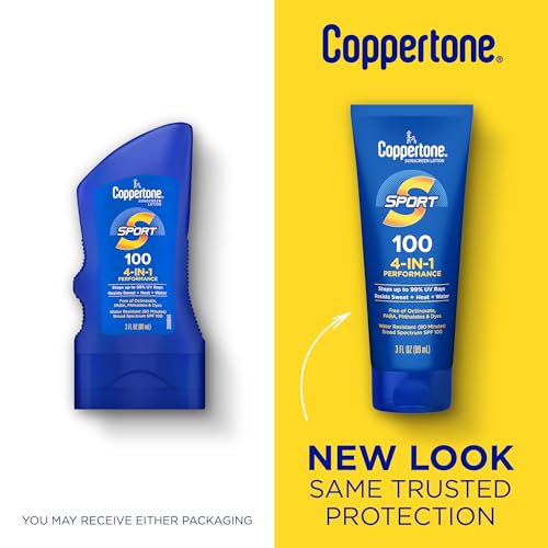 Coppertone Sport Sunscreen Lotion Broad Spectrum SPF 100, 3 Fluid Ounces Travel Size