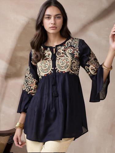 Image of Bee M Pee Designer Rayon Paisley Regular Short Kurti for Women Tunics Latest