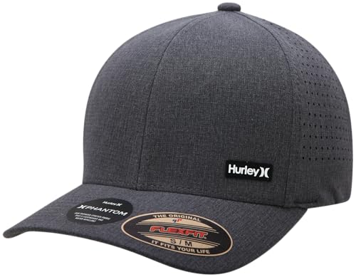 Image of Hurley Mens Trucker Hat - Curved Brim H2O Dri Summer Fitted Baseball Cap for Men with Mesh Back