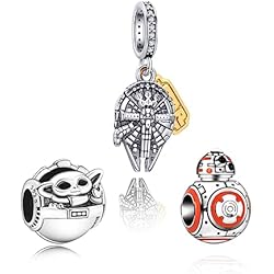 Abalorios Pandora Star Wars H.ZHENYUE Abalorios Colgantes Charm para Plata de Ley 925 Planet War con Circonita Cúbica para mujeres collares Pulsera regalo,3 paquetes Navidad,San Valentín,día de la madre para mujeres y niñas