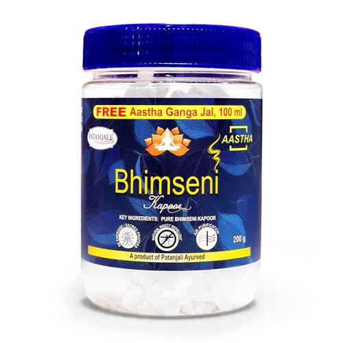 Image of Patanjali Camphor Aastha Bhimseni Kapoor, Pure Camphor for Pooja /Puja Needs, Pleasant Fragrance - 200 Gm