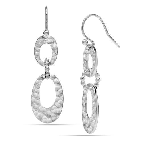 LeCalla 925 Sterling Silver Drop & Dangle Earrings for Women | Handmade Hammered, Textured, Geometric & Star Drop Dangle Jewelry | Women's Hammered Earrings Jewelry for Gift Mom Wife