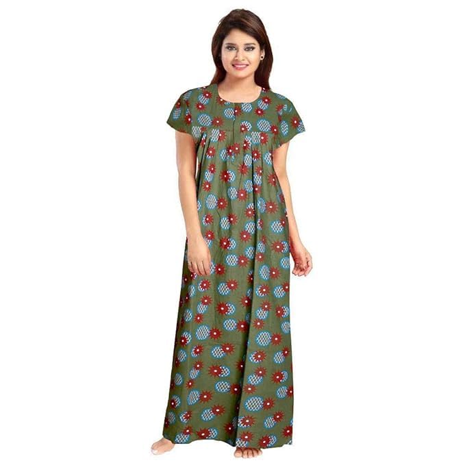 Image of Nighty for Women Cotton Printed Maxi Gown Ankle Length Nighty Night Dress Gown for Women Maxi - (Pack of 2)