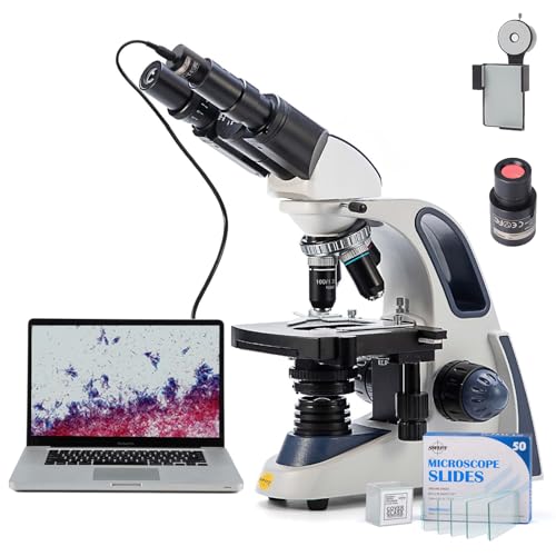 SWIFT SW380B Binocular Compound Microscope,40X-2500X with 1.3MP Camera,100pcs Microscope Slides,Microscope Kit for Students School Lab