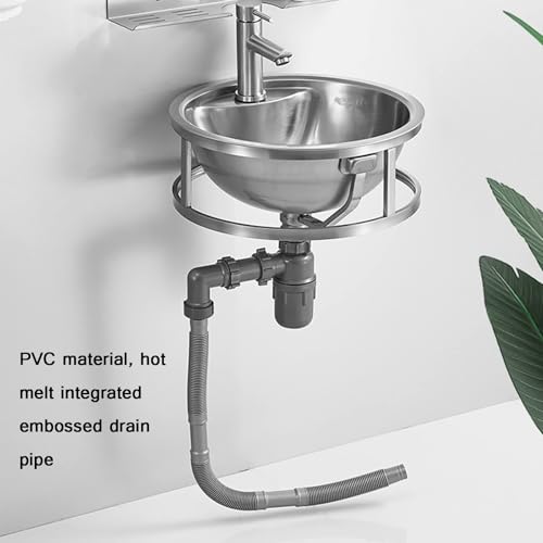 Lavabo mural inox de 43 cm évier rond avec support de fixation cuisine