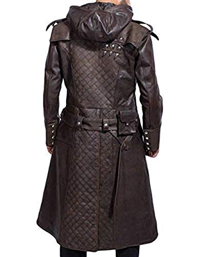 Jacket Craft Men's Assassin Brown Genuine Leather Trench Costume Coat3