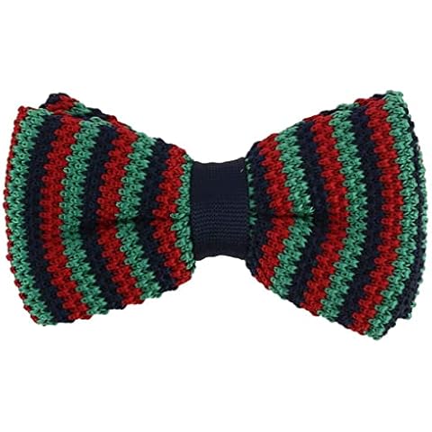 Clj Charles Le Jeune. Knitted Bow Tie Bluuma Cotton Green Red Navy Club/Striped, Red, One size Cover