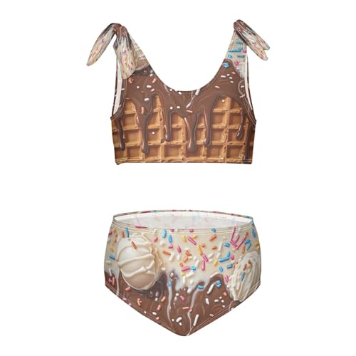 Colorful Sprinkles Chocolate Ice Cream Girls Tankini Swimsuit Kids Bikini Sets 2 Pcs Bathing Suit 3T