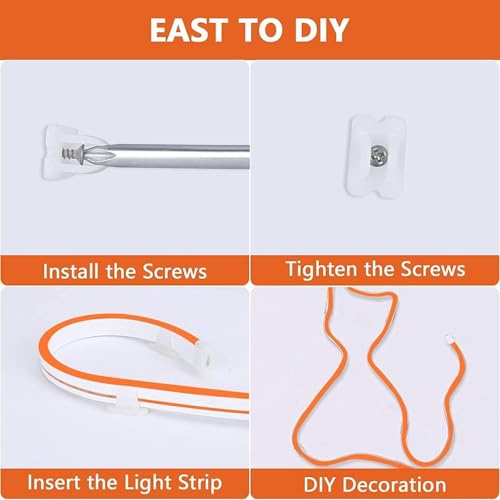 Image of Lamomo LED Neon Lights, 16.4ft Orange Halloween Decorations 0.39In /Cut Rope Light, 12V Flexible Waterproof Silicone Neon Lighting for Indoor Outdoor Decor(Power Adapter not Included