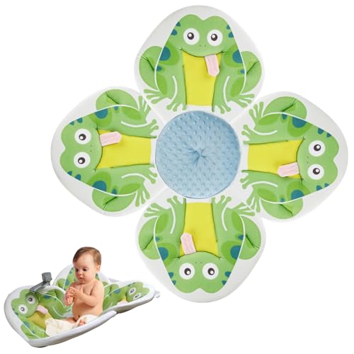 Image of PandaEar Baby Bath Pad for Infant Newborn | Bath Seat Soft Frog Cushion Mat for Sink Bathtub Essentials Shower Gift (Green)