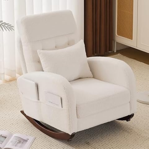 VINGLI Teddy Fleece Rocking Chair Cover
