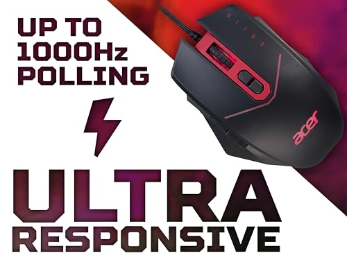 Acer Nitro Gaming Mouse (4,200 DPI, Adjustable with Four Levels and Eight Buttons, Including Burst Fire, LED Lighting, Optional Weights (4 x 5 g)) Red/Black - Image 4