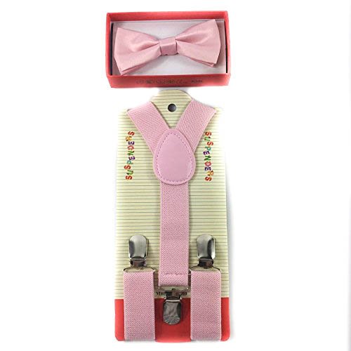 Toddler Kids Boys Girls Child Suspender Bow Tie (Wedding Pink)2