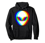 BIGUP EDM Alien Techno DJ Raver Gifts Unisex-Adult Alien Theme Hoodie Black Small
