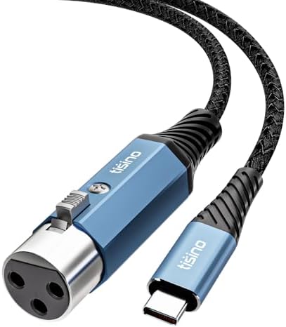 Tisino XLR to USB C Microphone Cable, Upgraded Hi-Fi Audio Recording Cable USB C Microphone Cable for Dynamic Microphones/Recorder/Laptop/Tablet, 0.5m/1.6ft