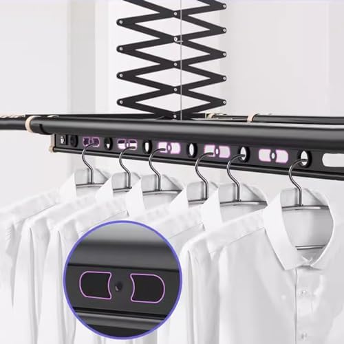 Ceiling Clothes Dryer Aluminium and Steel Electric Clothes Dryer with Remote Control,Ceiling Mounted Pulley Clothes Airer Invisible Electric Clothes Hanger Remote Control Lifting Balcony Emb