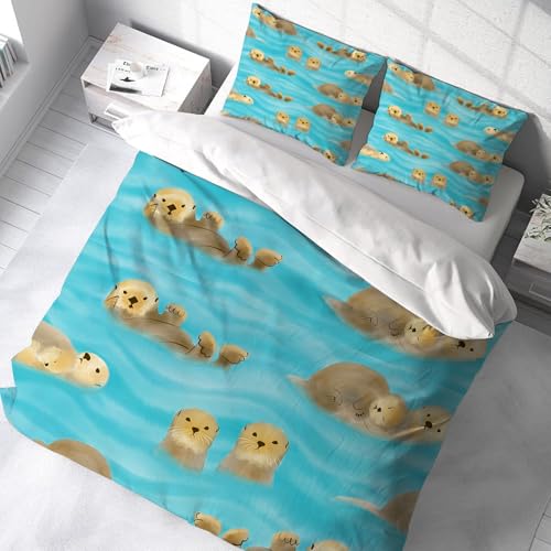 Parure de lit loutre anti-plis en microfibre douce 200x228 avec 2 taies - 3