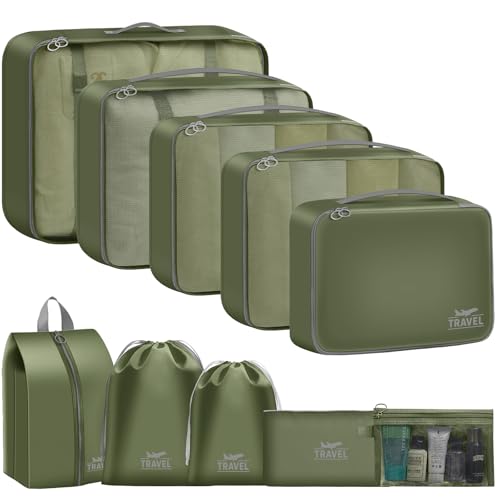 10 Set Packing Cubes for Suitcases, Packing Cubes Travel Essentials Organizer Bags, Travel Organizers by YEEYAA - Used condition - CA$18.71