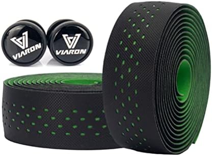 VIARON Handlebar Tape for Road Bike,Shock Absorbing Bicycle Bar Tapes,2 Roll PU Surface with EVA Foam Bar Tapes (Black&Green)