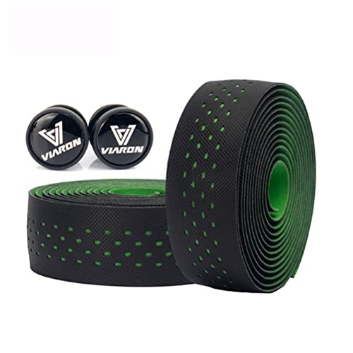 Viaron Handlebar Tape For Road Bike,Shock Absorbing Bicycle Bar Tapes,2 Roll Pu Surface With Eva Foam Bar Tapes (Black&Green) #TOP12