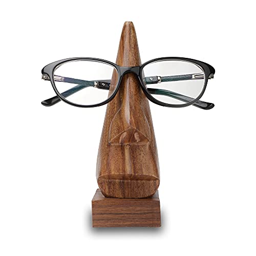 Handmade Wooden Sunglasses/Spectacle Holder - Wooden Display Stand - Traditional Handcrafted Decorative Stand For Eyeglasses, Sunglasses - Aesthetic Room Decor For Bedroom, Office Desk (Nose Design) #TOP24