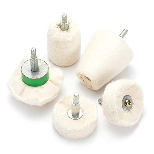 5pcs Cilindro de pulido Rueda de pulido Rueda pulidora Tipo de cono/cilíndrico/Seta/T-tipo 1/4 Pulgadas Blanca Máquina pulidoras para metales, Coche, Aluminio, Cromo, plástico, marmol