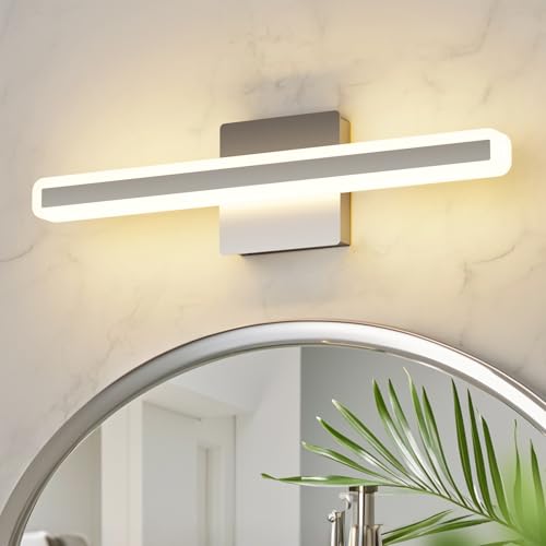 Image of Modern Vanity Light 15.7 inch 16W Dimmable 5CCT Led Bathroom Light Fixture Over Mirror, Brushed Nickel Vanity Light for Bathroom Mirror Cabinets-ETL Certificated
