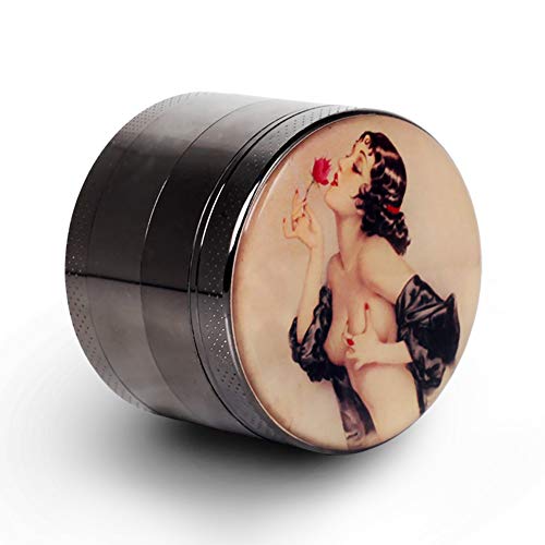 Pin Up Girl Grinder Titanium Premium Herb Grinder 2.2" Wide Black