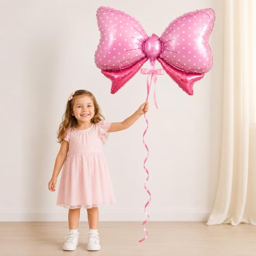 Image of Pink Bow Foil Balloon for Birthday Decoration | Pack of 1 Pcs