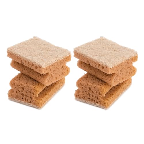 Image of Core Kitchen Everyday Cleaning Power, Natural Almond Color 4 x 6 Inch Eco-Friendly Coconut Fiber Kitchen & Bathroom Scouring Scrub Sponge with Easy-Grip Handle, 4 Pack, 43324