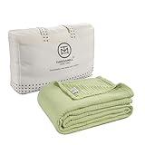 Threadmill Muslin Queen Blankets | Soft, Cozy and Breathable Muslin Throw for Bed | 4-Layer Gauze Blanket for All Seasons | Lightweight Blanket Fits Full Size Bed | Sage Green