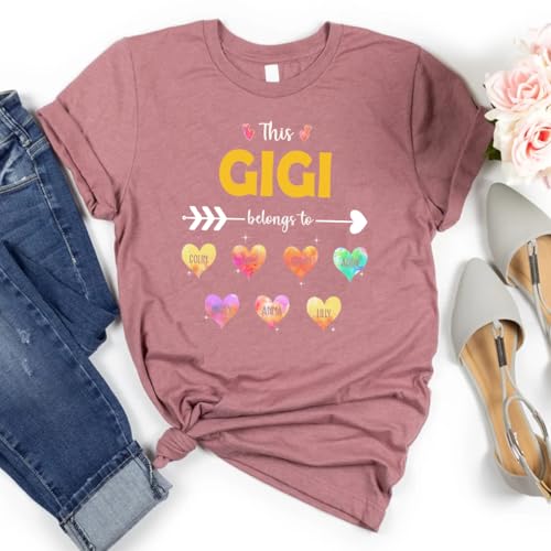 Personalized Grandma Shirt, Custom Grandma and Grandkids Hearts Gift for Grandma Shirt, Customized Grandma Shirt with Grandkids Name for Women Mother's Day, Birthday S to 4XL4
