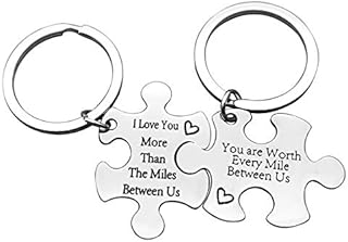 Long Distance Relationship Gift Keychain Couple Keychain Set Going Away Gift Keyring for Boyfriend Girlfriend Brithday Anniversary Valentines Gift for Couples I Love You Keyring Gift Lover Keyring