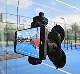 Soporte de teléfono para pádel con ventosa de alta resistencia, soporte universal para cámara de cancha para smartphone para grabación de video, entrenamiento y redes sociales, giratorio de 360°