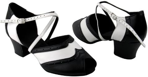 Very Fine Ladies Women Ballroom Dance Shoes from C6035 Black & White 1.6" Cuban Heel (8)