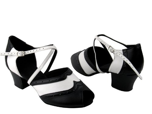 Very Fine Ladies Women Ballroom Dance Shoes from C6035 Black & White1.6 Cuban Heel (7.5)
