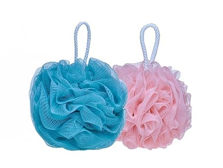 Bath Loofah Sponge | Soft Nylon Mesh Shower Puff | Exfoliating Body Scrubber for Men & Women with Hanging Loop | Multicolor (Multicolor, Pack of 2)-image-31